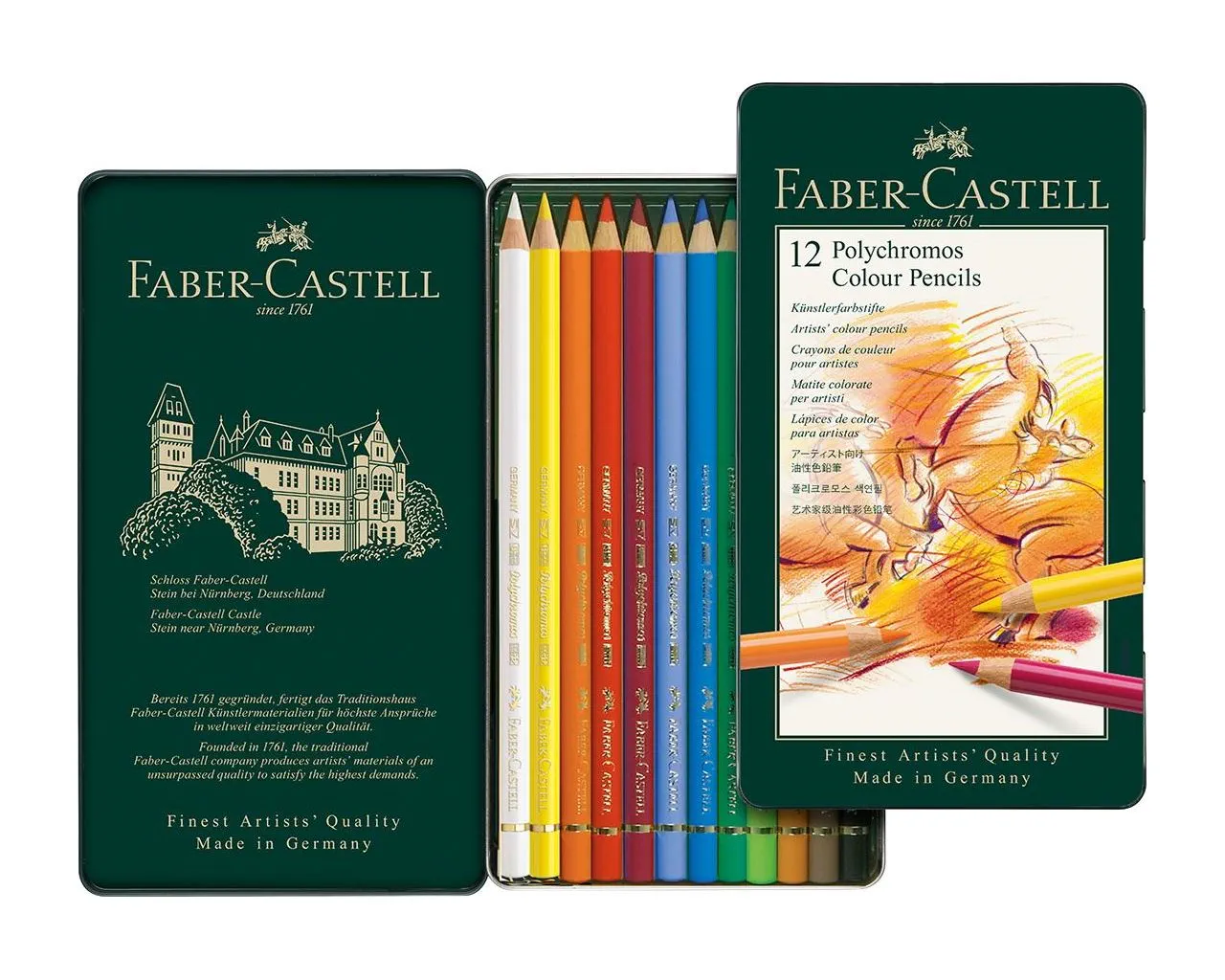 Lápices de Colores Faber-Castell Polychromos - 12 Piezas